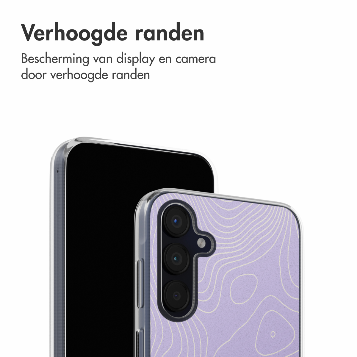 Coque de téléphone avec un design de contour. La coque a des bords surélevés pour protéger l'écran et la caméra.