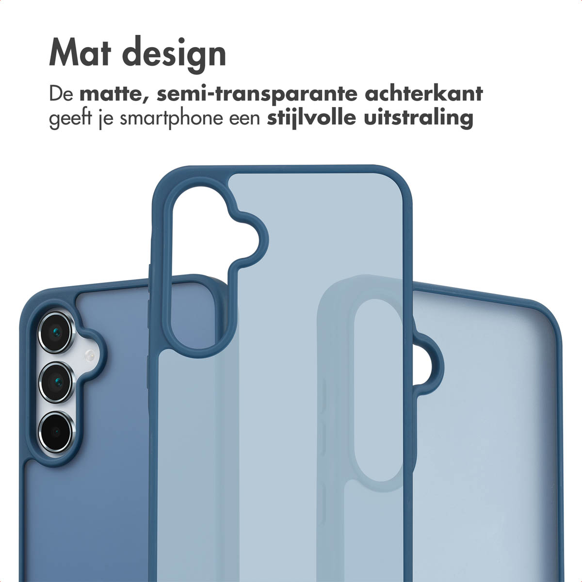 Blauw telefoonhoesje met een mat design. De hoes geeft de smartphone een stijlvolle uitstraling.
