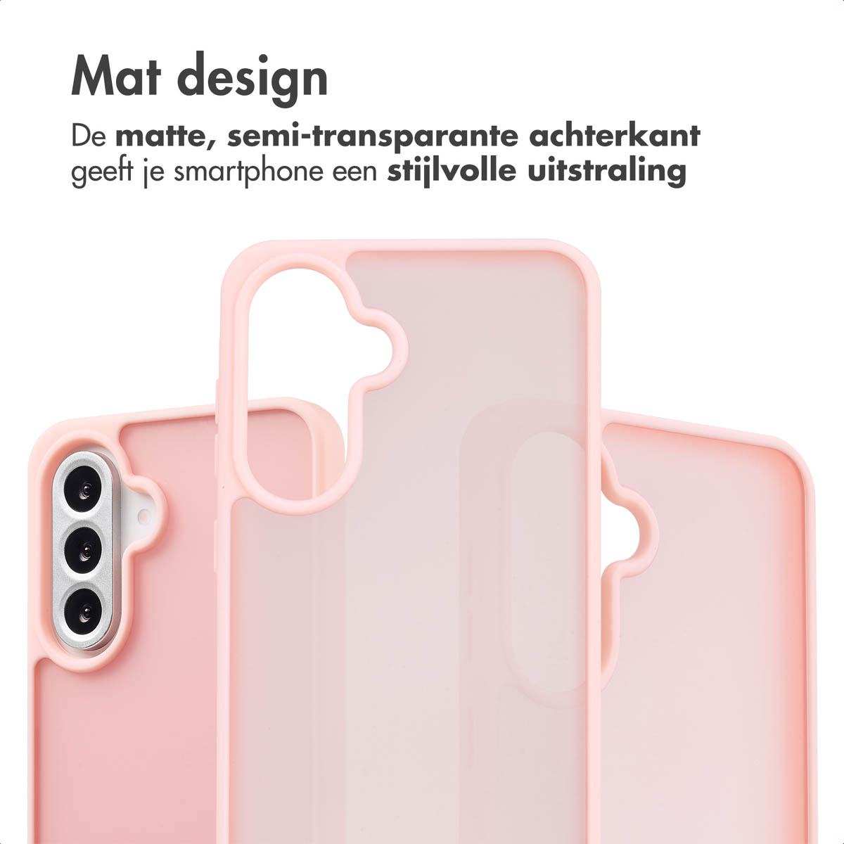 Roze telefoonhoesjes. Eén is semi-transparant en de andere ondoorzichtig. Achtergrond is wit.