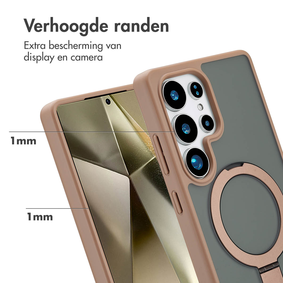 Gros plan d'une coque avec bords surélevés. Coque beige et grise avec un anneau.