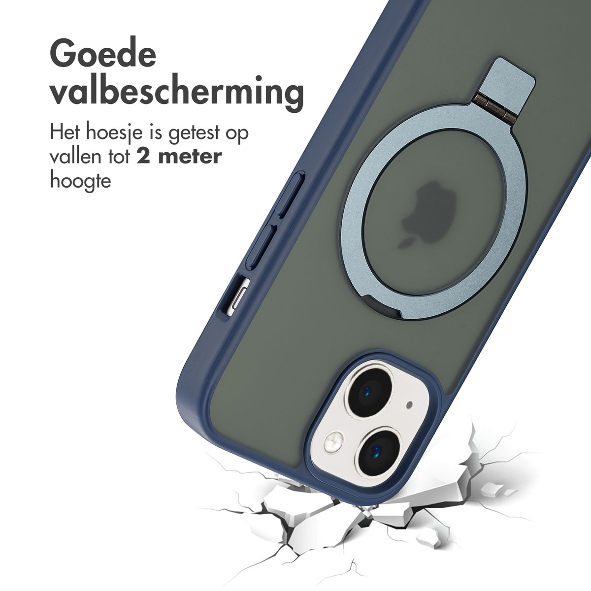 ACCEZZ Ring Stand Backcover met MagSafe - Geschikt voor Apple iPhone 15 - Telefoonhoesje voor Apple iPhone 15 Blauw
