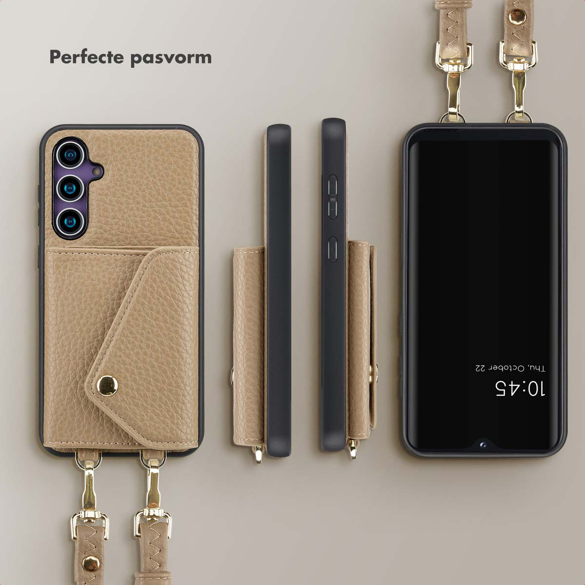 SELENCIA Sera Koordhoes met pashouder envelop - Geschikt voor Samsung Galaxy S23 FE - Telefoonhoesje voor Samsung Samsung Galaxy S23 FE Beige