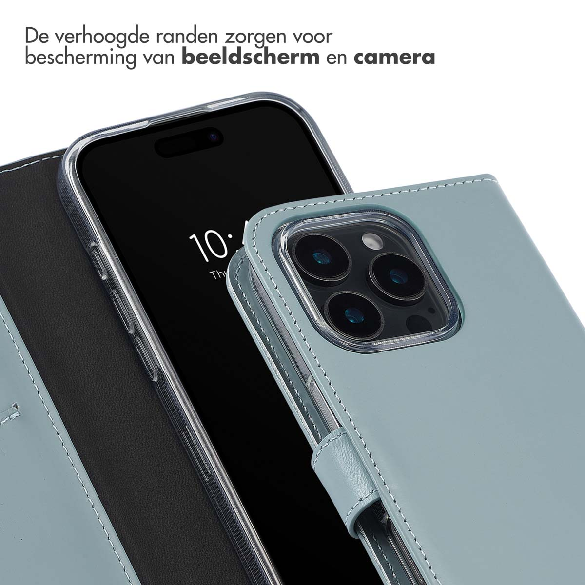 SELENCIA porta carte in vera pelle Cover per Apple iPhone 16 Pro, Azzurro