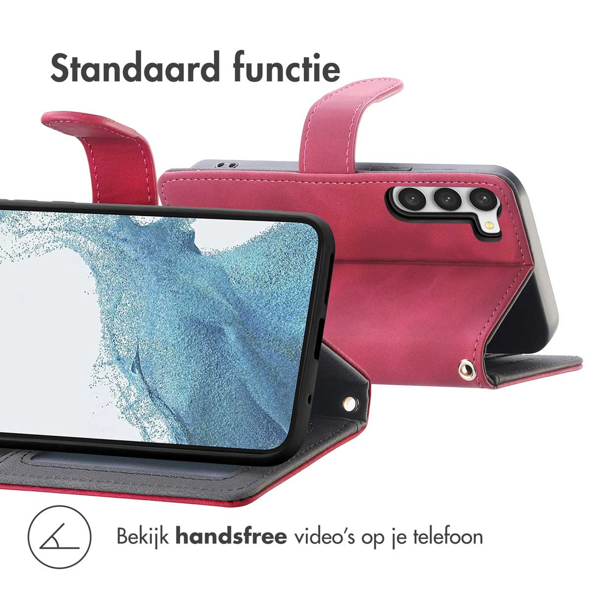 IMOSHION Bookcase met koord geschikt voor Samsung Galaxy S23 Telefoonhoesje voor Samsung Samsung Galaxy S23 Rood