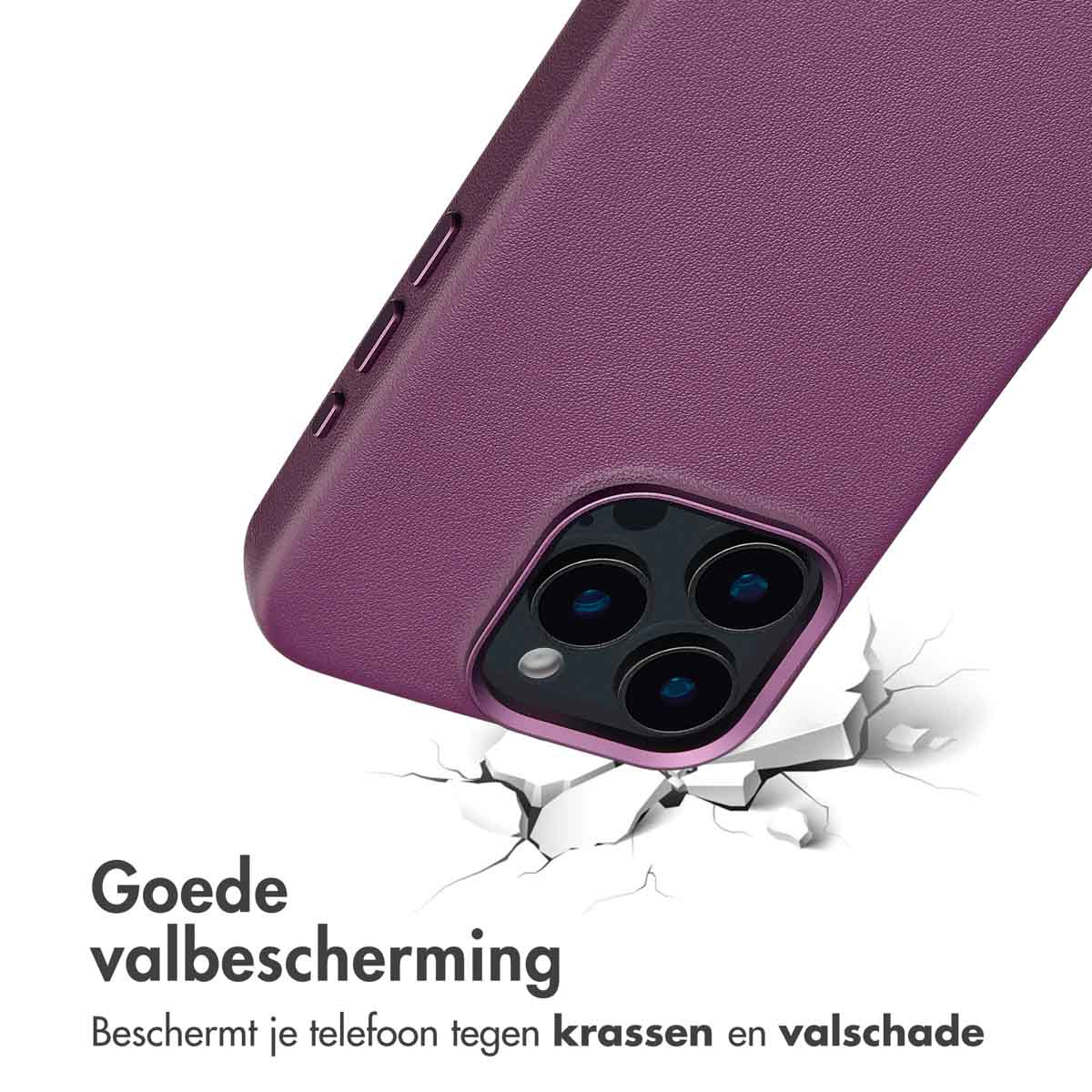 ACCEZZ MagSafe Leather Backcover geschikt voor Apple iPhone 16 Pro Max Telefoonhoesje voor Apple iPhone 16 Pro Max Paars