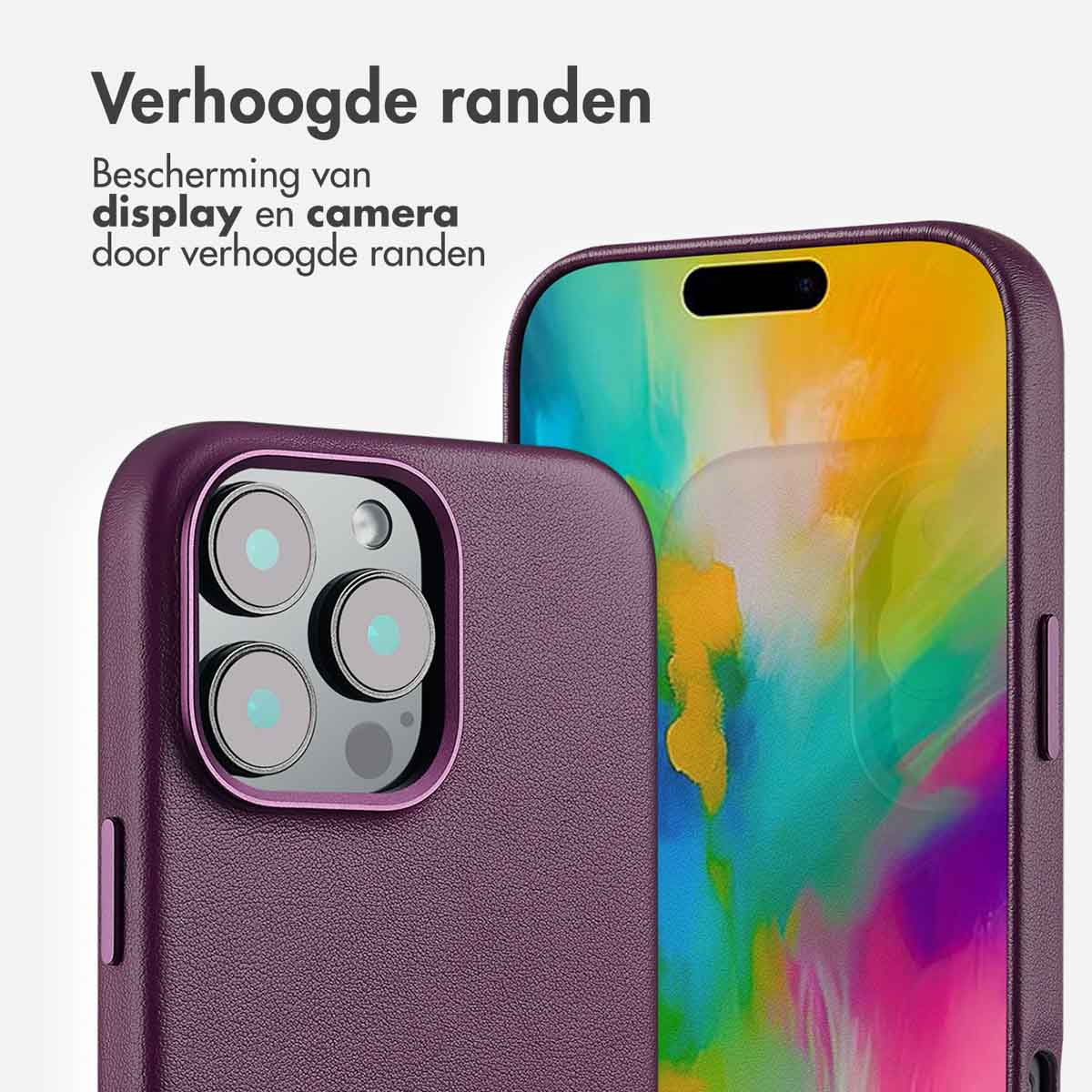 ACCEZZ MagSafe Leather Backcover geschikt voor Apple iPhone 16 Pro Max Telefoonhoesje voor Apple iPhone 16 Pro Max Paars