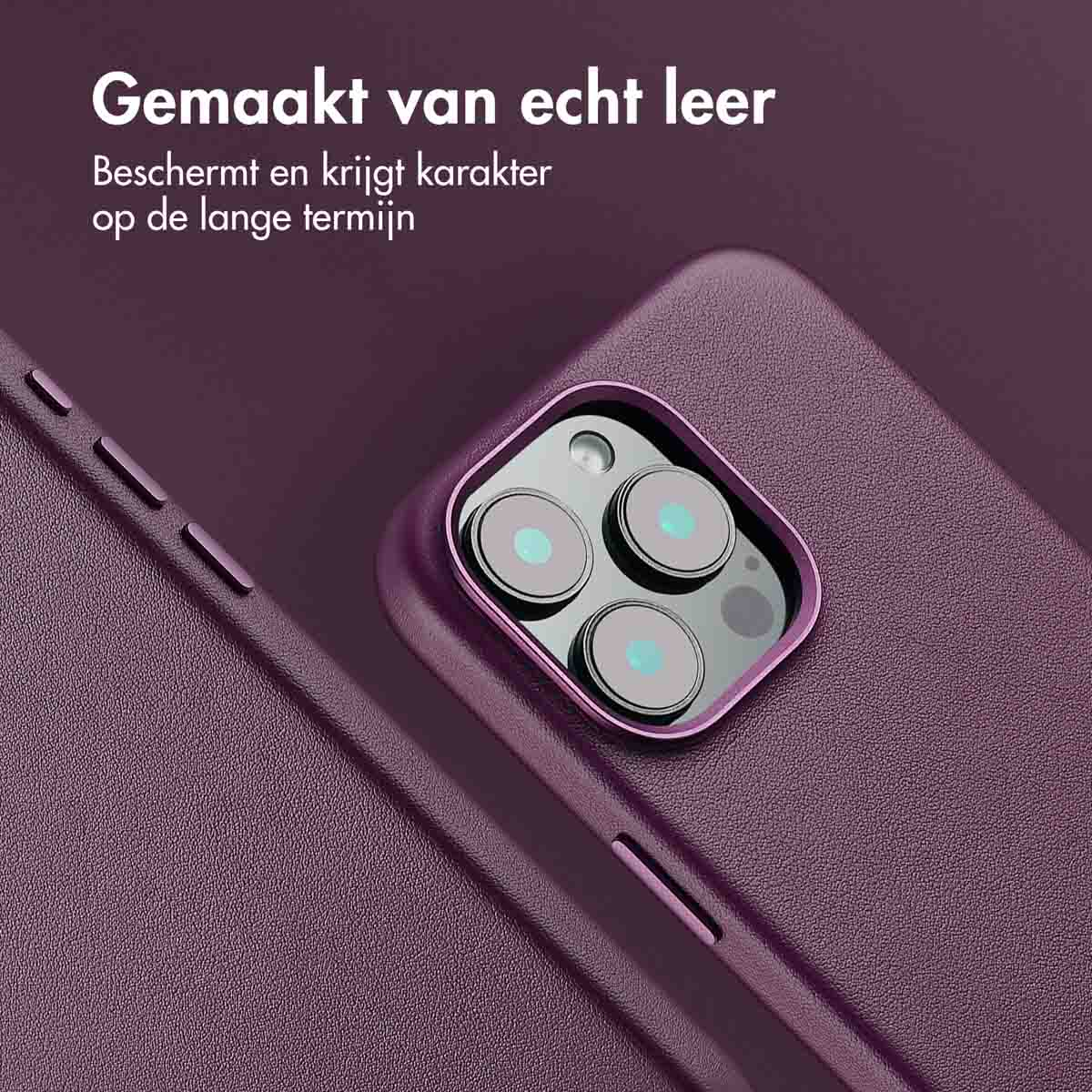 ACCEZZ MagSafe Leather Backcover geschikt voor Apple iPhone 16 Pro Max Telefoonhoesje voor Apple iPhone 16 Pro Max Paars