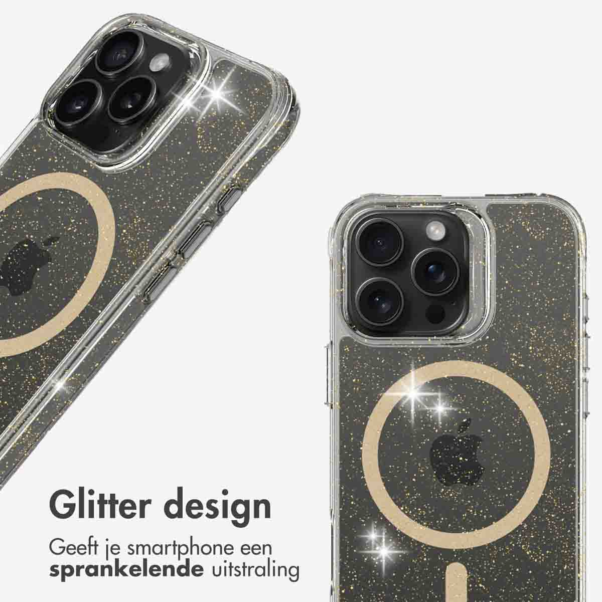 Twee telefoonhoesjes. Eén is schuin, met de achterkant met de camera. De andere staat op de zijkant.