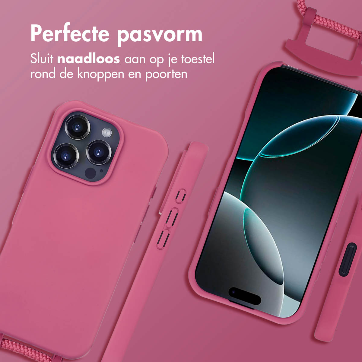 Custodia Per IPhone 16 Pro Max Con Cordino Regolabile – TPU Antiurto Blu, Tracolla Fino A 160 Cm