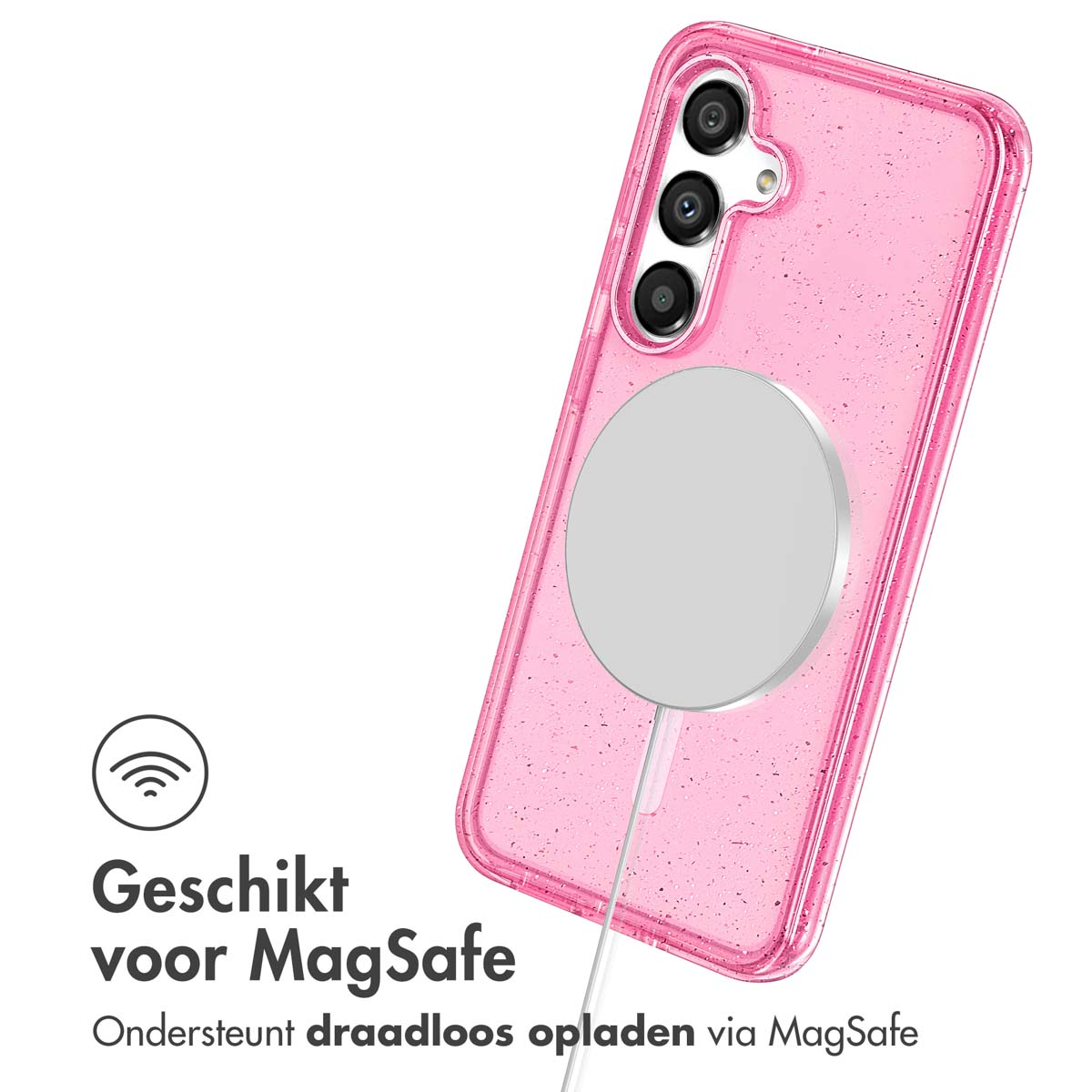 IMOSHION Sparkle Backcover met MagSafe geschikt voor Samsung Galaxy S24 Telefoonhoesje voor Samsung Samsung Galaxy S24 Roze