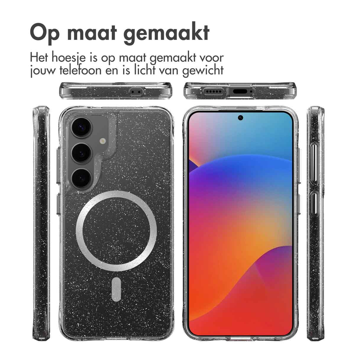IMOSHION Glitter Backcover met MagSafe 2.0 - Geschikt voor Samsung Galaxy S25 - Telefoonhoesje voor Samsung Samsung Galaxy S25 Zilver