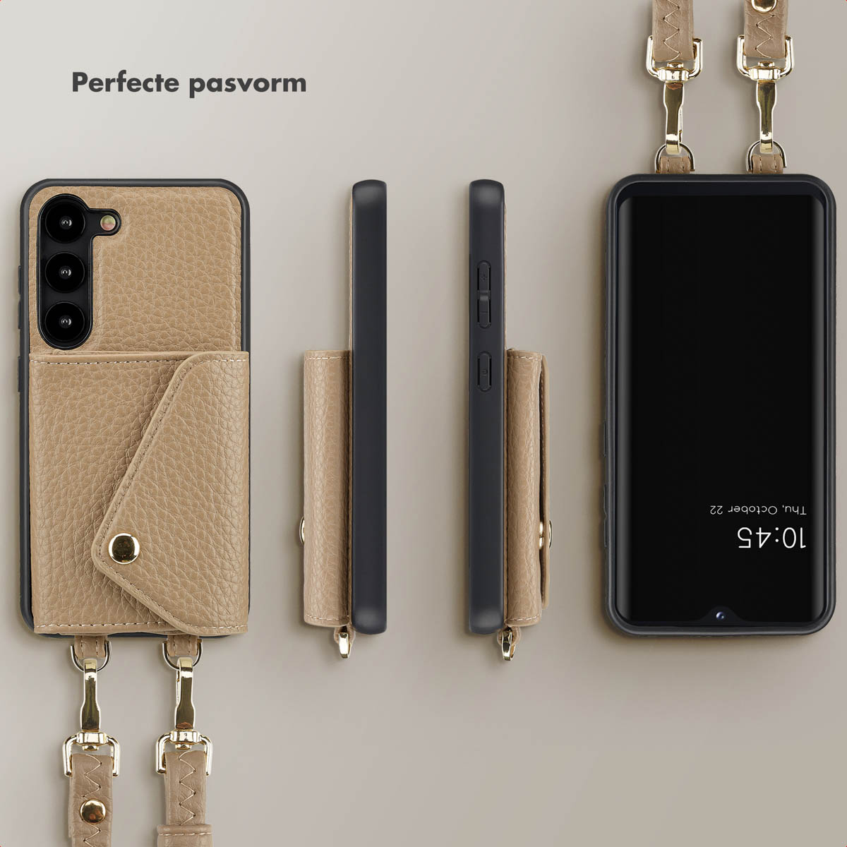 SELENCIA Sera Koordhoes met pashouder envelop - Geschikt voor Samsung Galaxy S23 - Telefoonhoesje voor Samsung Samsung Galaxy S23 Beige