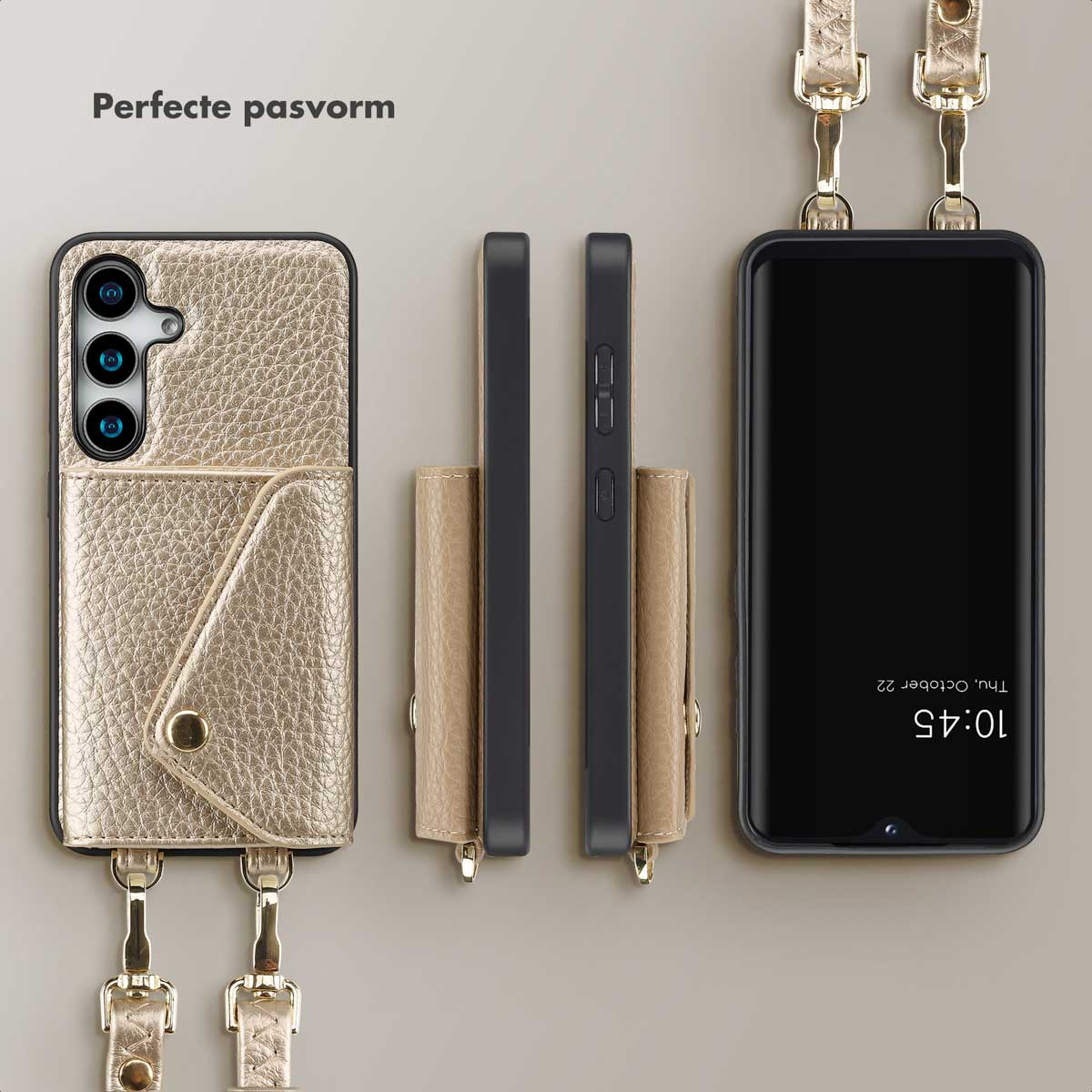 SELENCIA Coque avec lanière compatible avec Samsung Galaxy S24/Samsung Galaxy S25 Étui de Téléphone voor Samsung Samsung Galaxy S24/Samsung Galaxy S25 Dorée