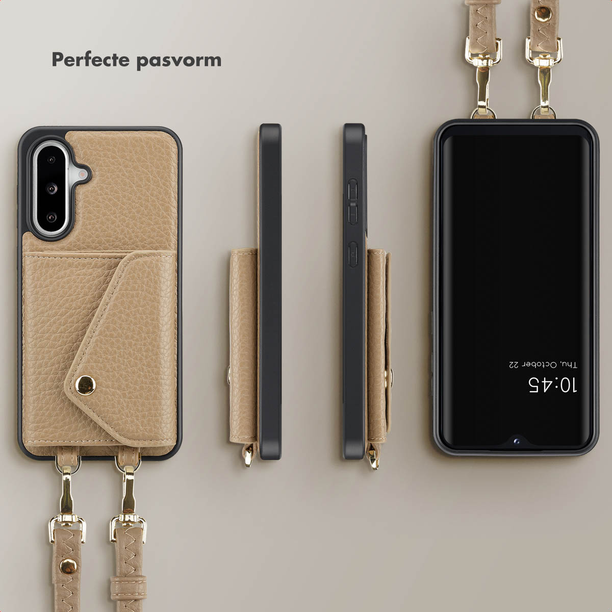 SELENCIA Sera Koordhoes met pashouder envelop - Geschikt voor Samsung Galaxy A36 / A56 - Telefoonhoesje voor Samsung Samsung Galaxy A36/Samsung Galaxy A56 (5G) Beige