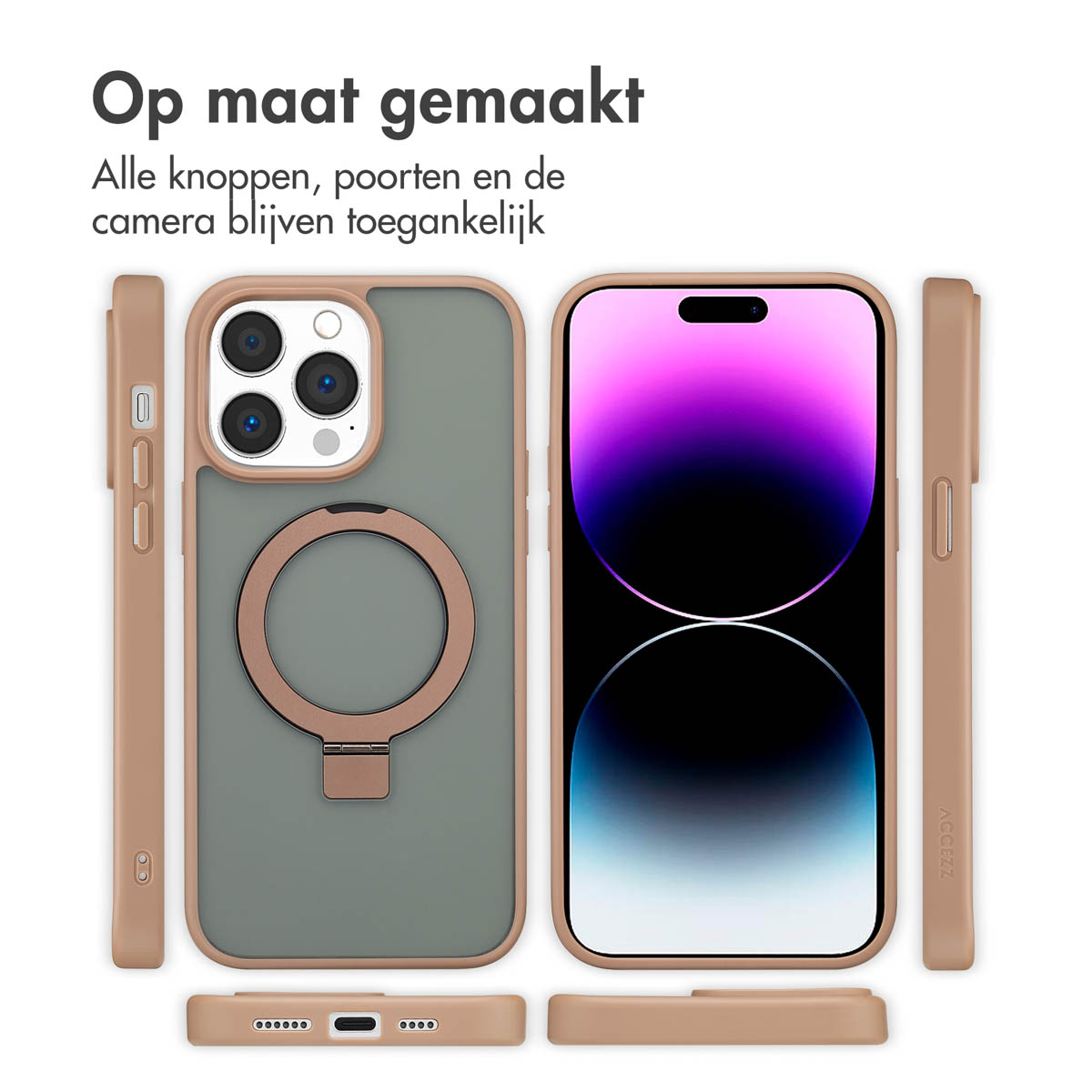 Une coque de téléphone avec une découpe pour l'appareil photo est montrée en pièces.
