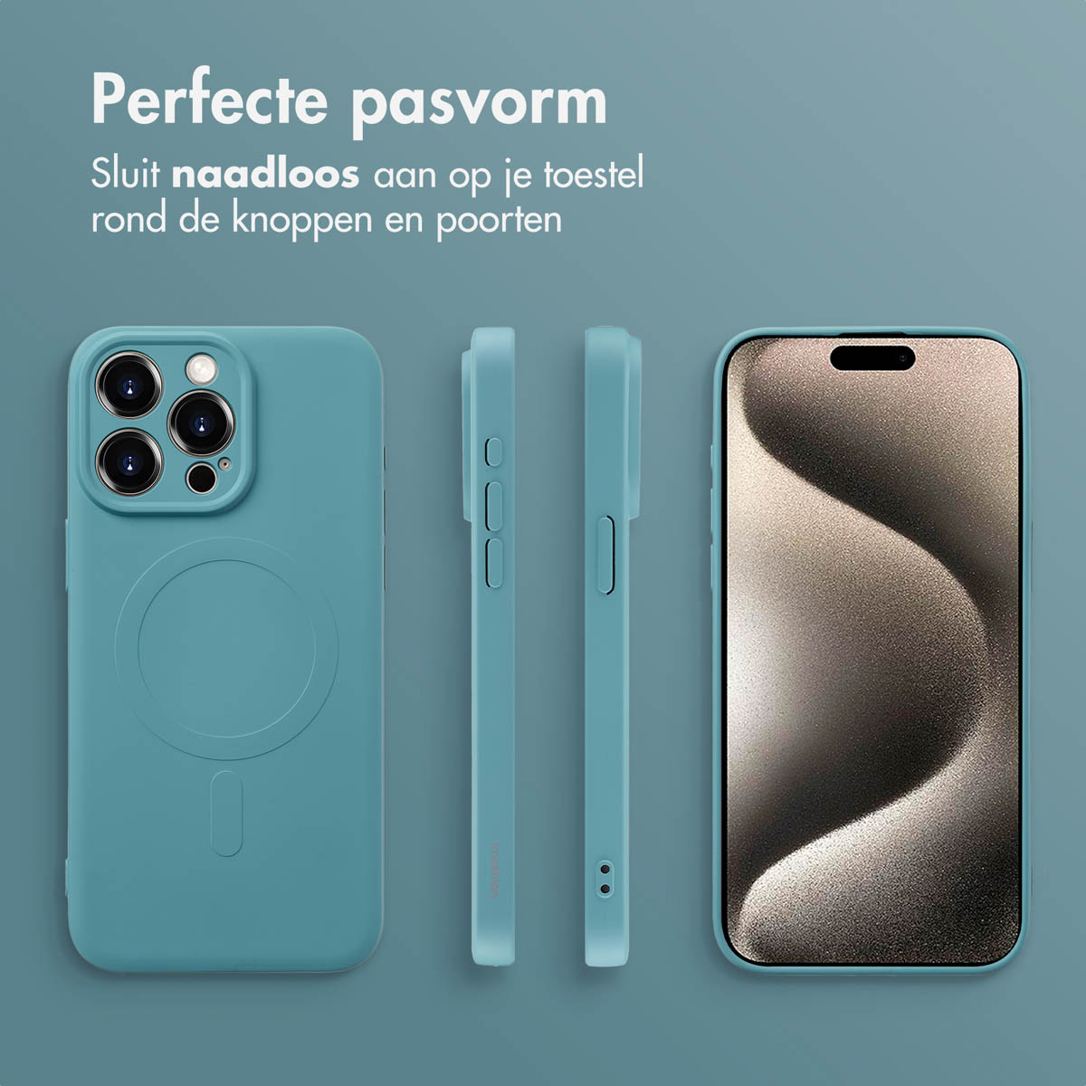 IMOSHION Color Backcover met MagSafe - Geschikt voor Apple iPhone 15 Pro Max - Telefoonhoesje voor Apple iPhone 15 Pro Max Turquoise