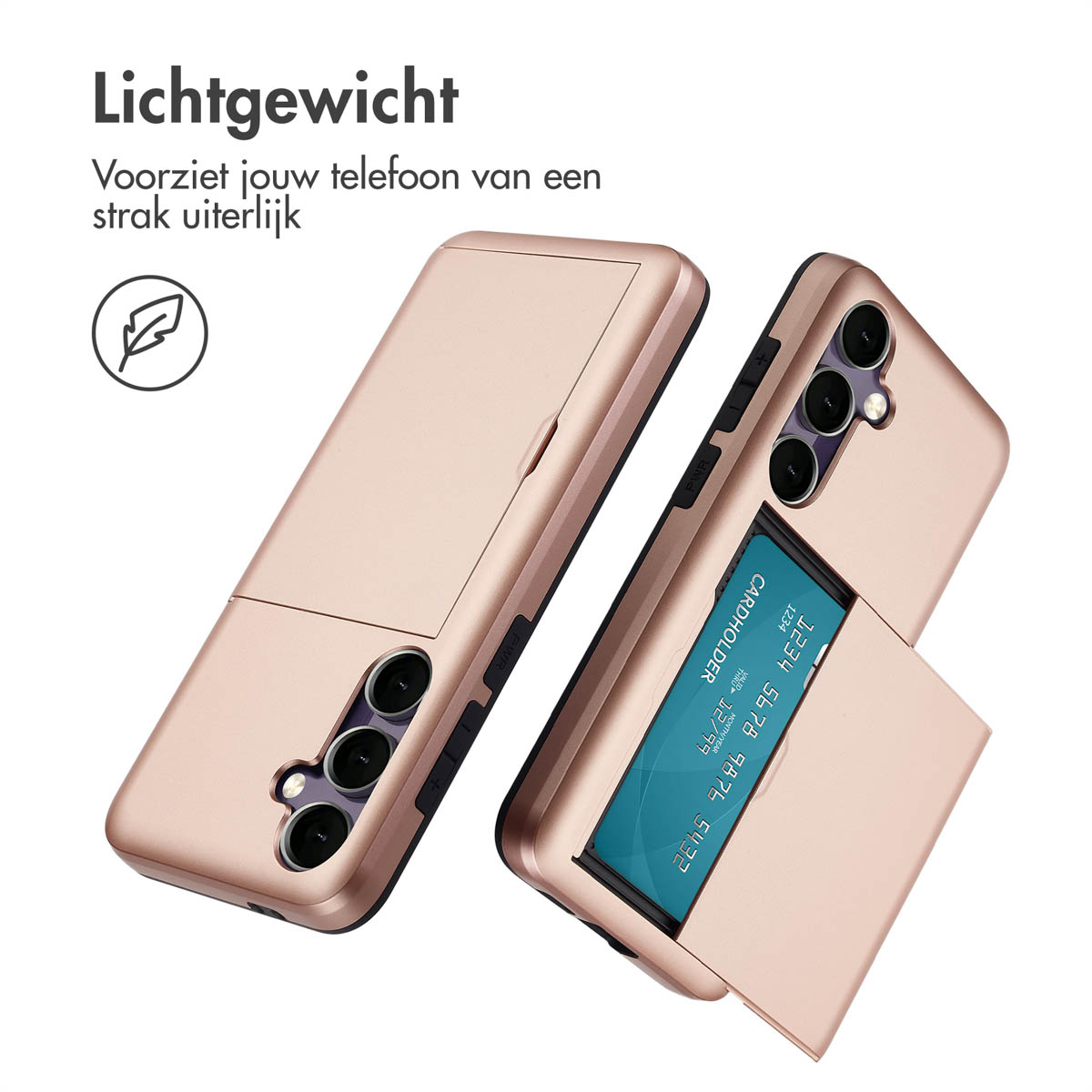 IMOSHION Backcover met pasjeshouder - Geschikt voor Samsung Galaxy S24 FE - Telefoonhoesje voor Samsung Samsung Galaxy S24 FE Rosé goud
