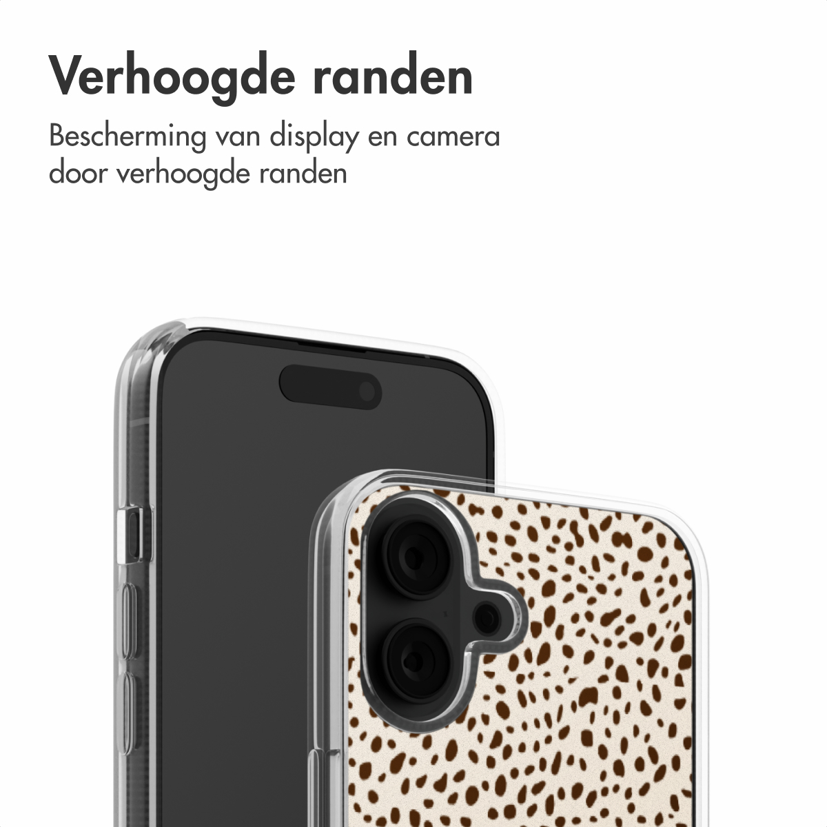 Handyhülle mit Tiermuster. Eine andere Handyhülle mit schwarzem Bildschirm dahinter.