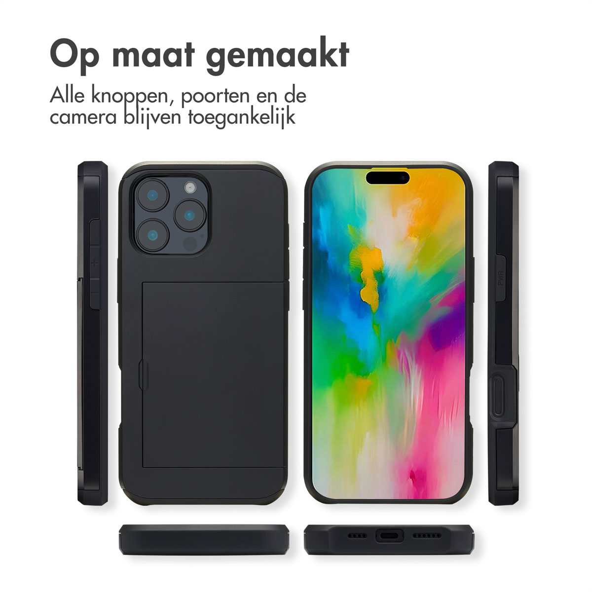 IMOSHION Backcover con portacarte Cover per Apple iPhone 16 Pro Max, Nero