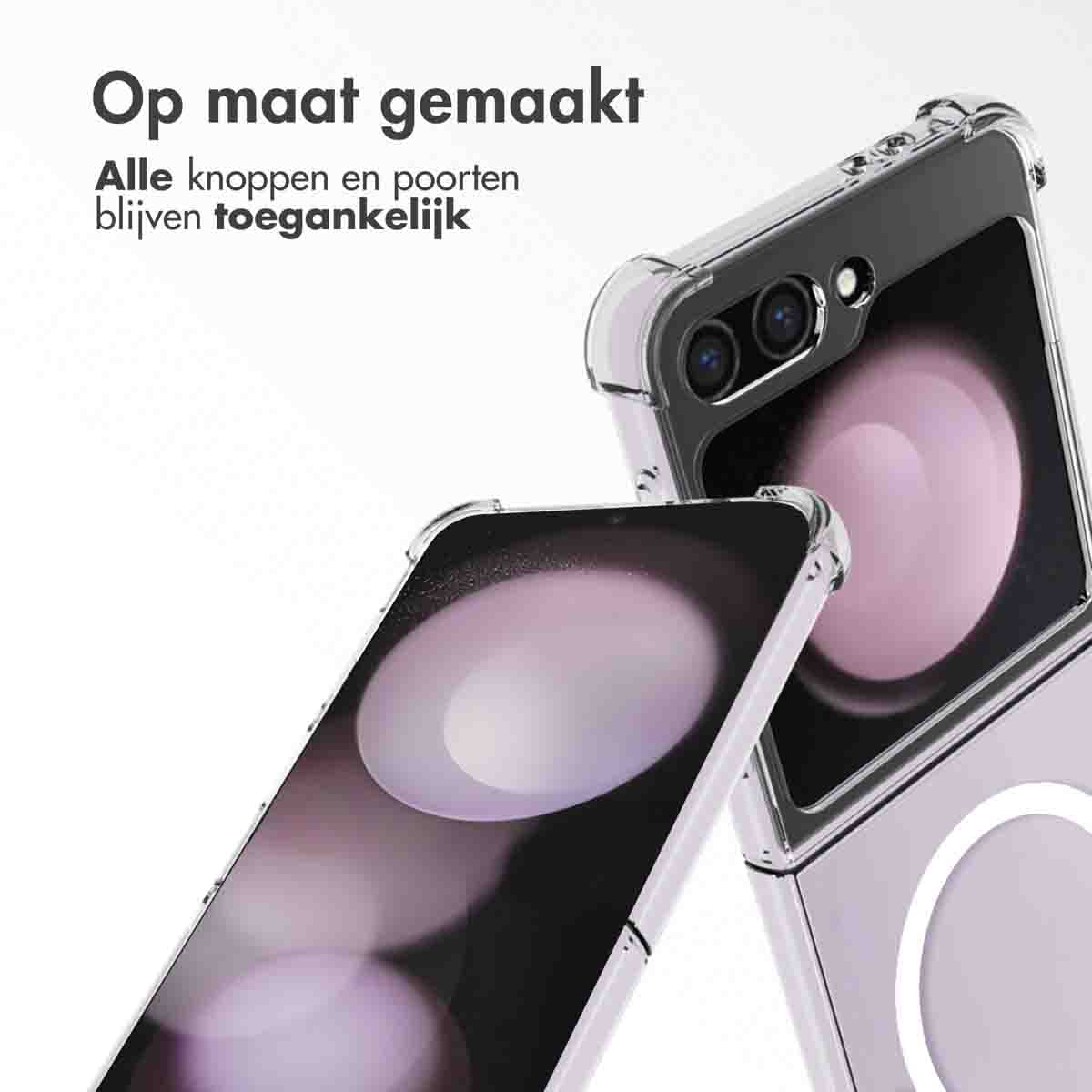 Phone case with clear part, and a phone in case. The phone is made to measure.