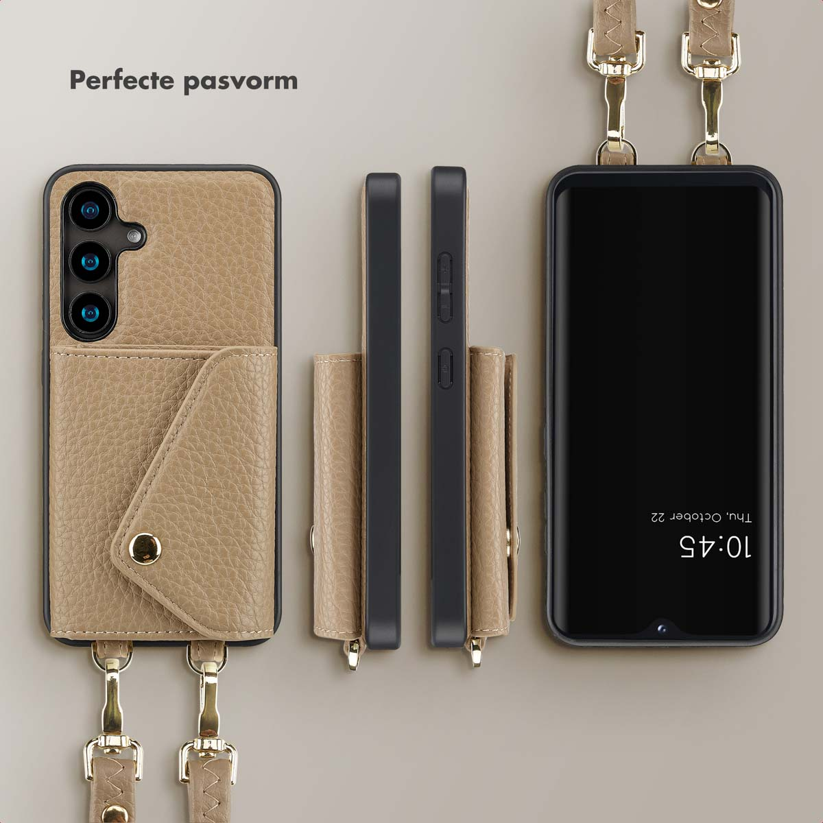 SELENCIA Sera Koordhoes met pashouder envelop - Geschikt voor Samsung Galaxy S24 - Telefoonhoesje voor Samsung Samsung Galaxy S24 Beige
