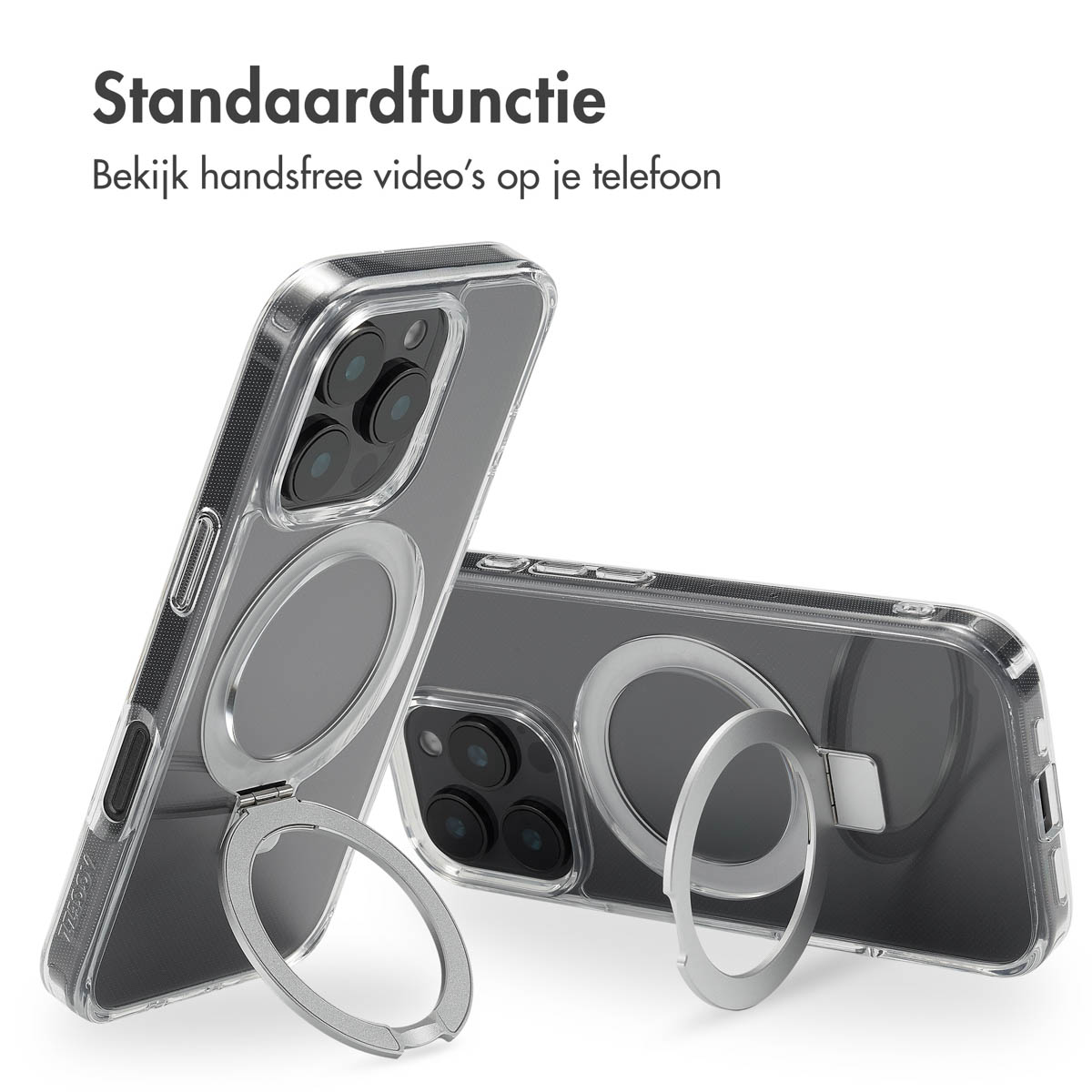 ACCEZZ Ring Stand Backcover met MagSafe - Geschikt voor Apple iPhone 16 Pro - Telefoonhoesje voor Apple iPhone 16 Pro Transparant