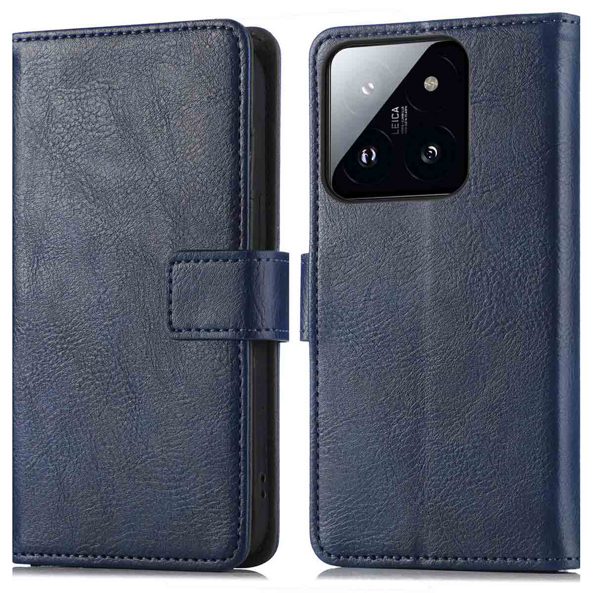 IMOSHION Luxe Bookcase - Geschikt voor Xiaomi 14T Pro - Telefoonhoesje voor Xiaomi Xiaomi 14T Pro Donkerblauw