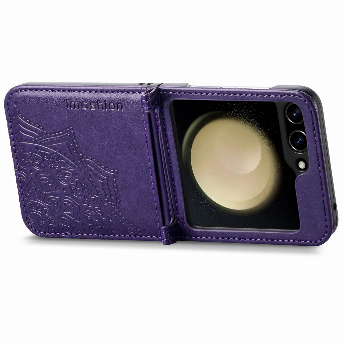 IMOSHION Coque folio compatible avec Samsung Galaxy Z Flip 5 Étui de Téléphone voor Samsung Samsung Galaxy Z Flip 5 Violet