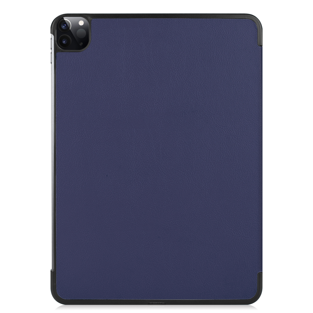 Blue tablet case, black frame, with a tablet inside.