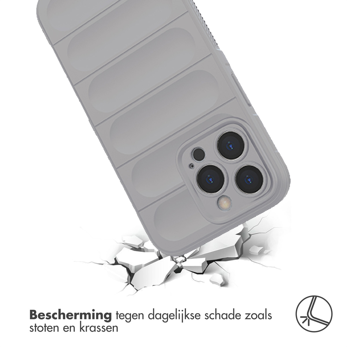 Graue Handyhülle fällt und zerschmettert Beton.