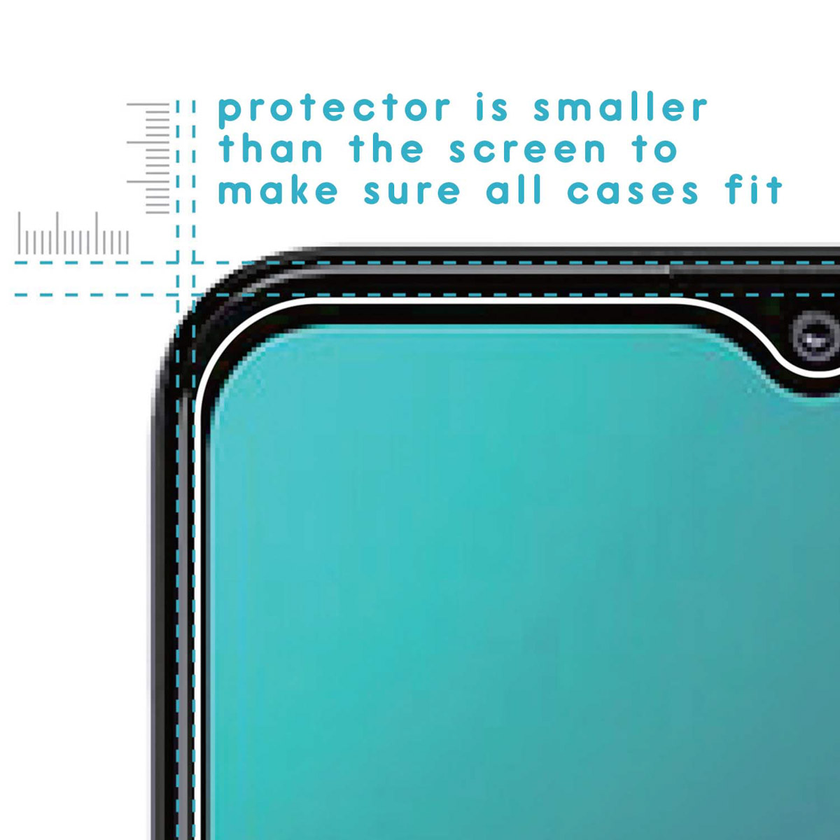 Telefoonschermbeschermer, kleiner dan scherm, past in alle hoesjes.
