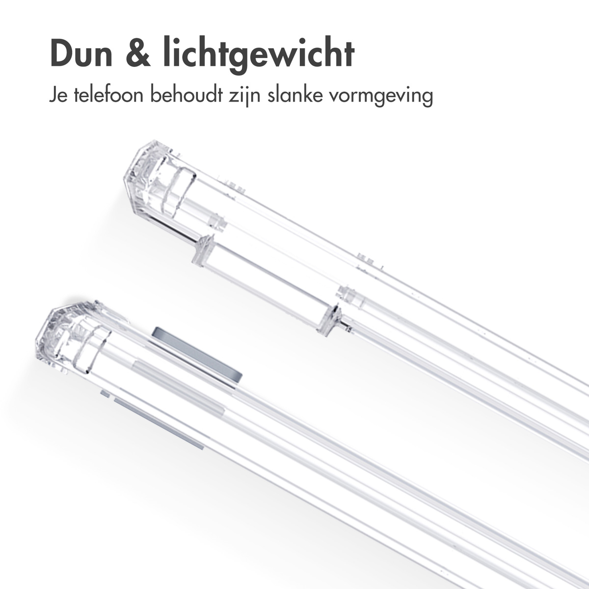 Transparente Handyhüllen, die das schlanke Design zeigen.