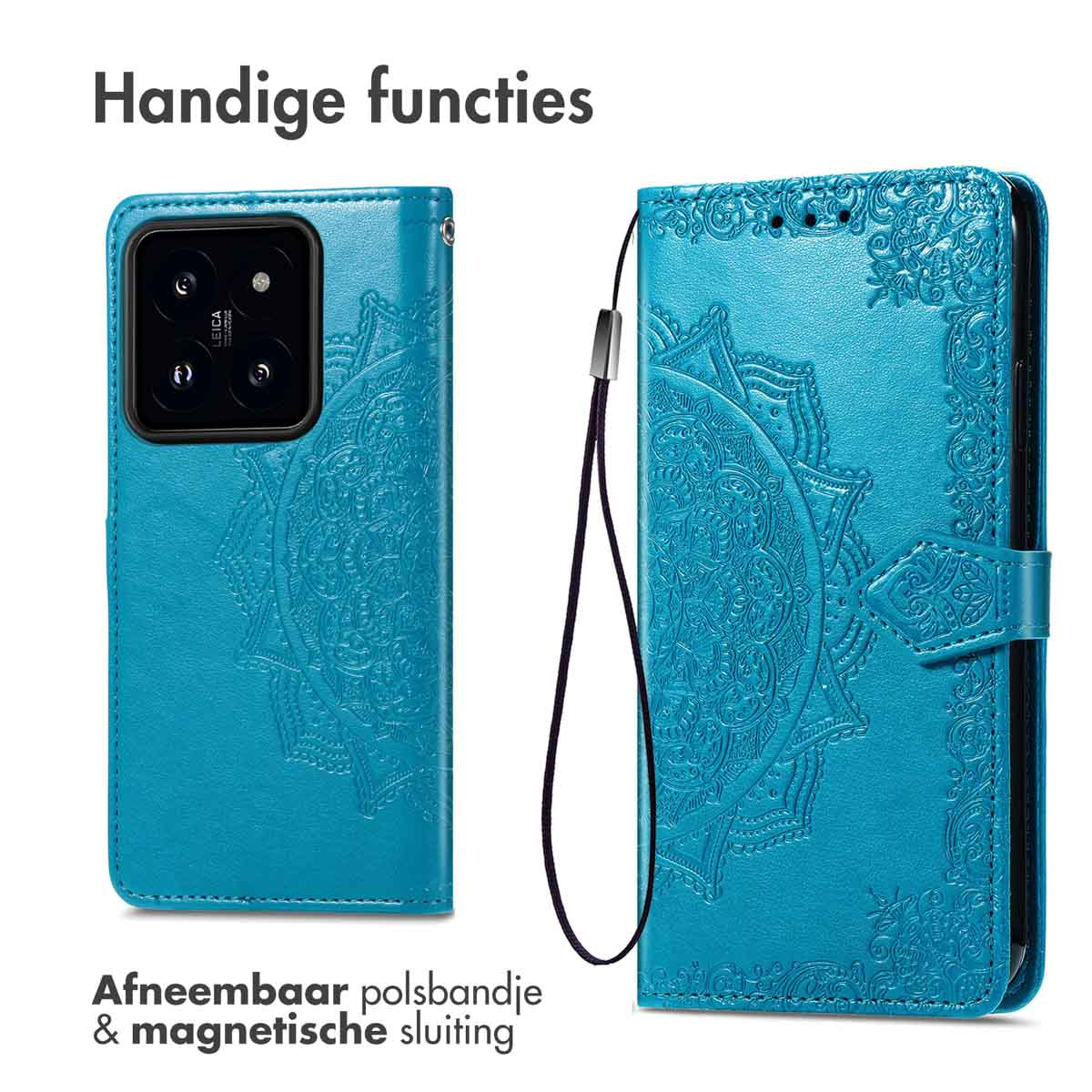 IMOSHION Coque folio compatible avec Xiaomi 14 Étui de Téléphone voor Xiaomi Xiaomi 14 Turquoise