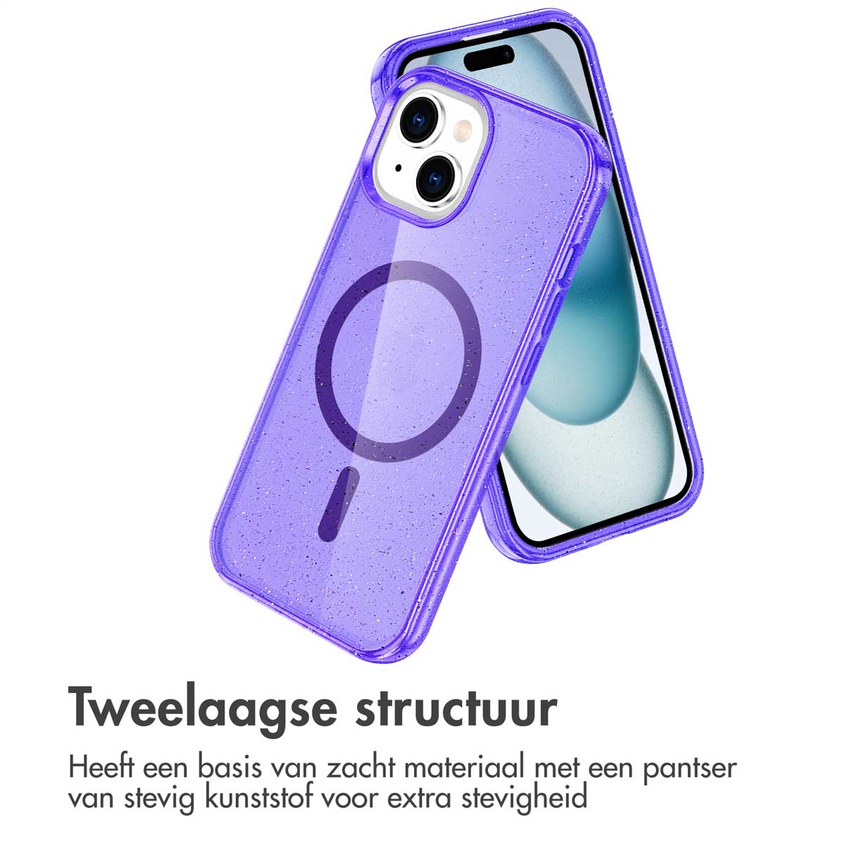 IMOSHION Sparkle Backcover met MagSafe geschikt voor iPhone 15 Phone case for Apple iPhone 15 Purple
