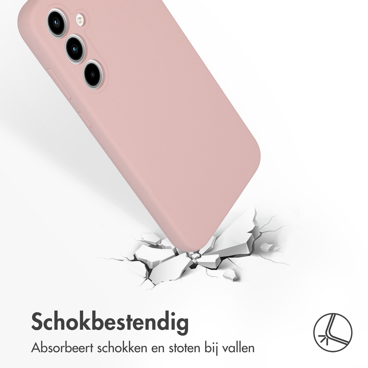 Rosa Handyhülle auf weißem Grund, fällt, um Risse zu verursachen. Stoßfest zum Schutz.