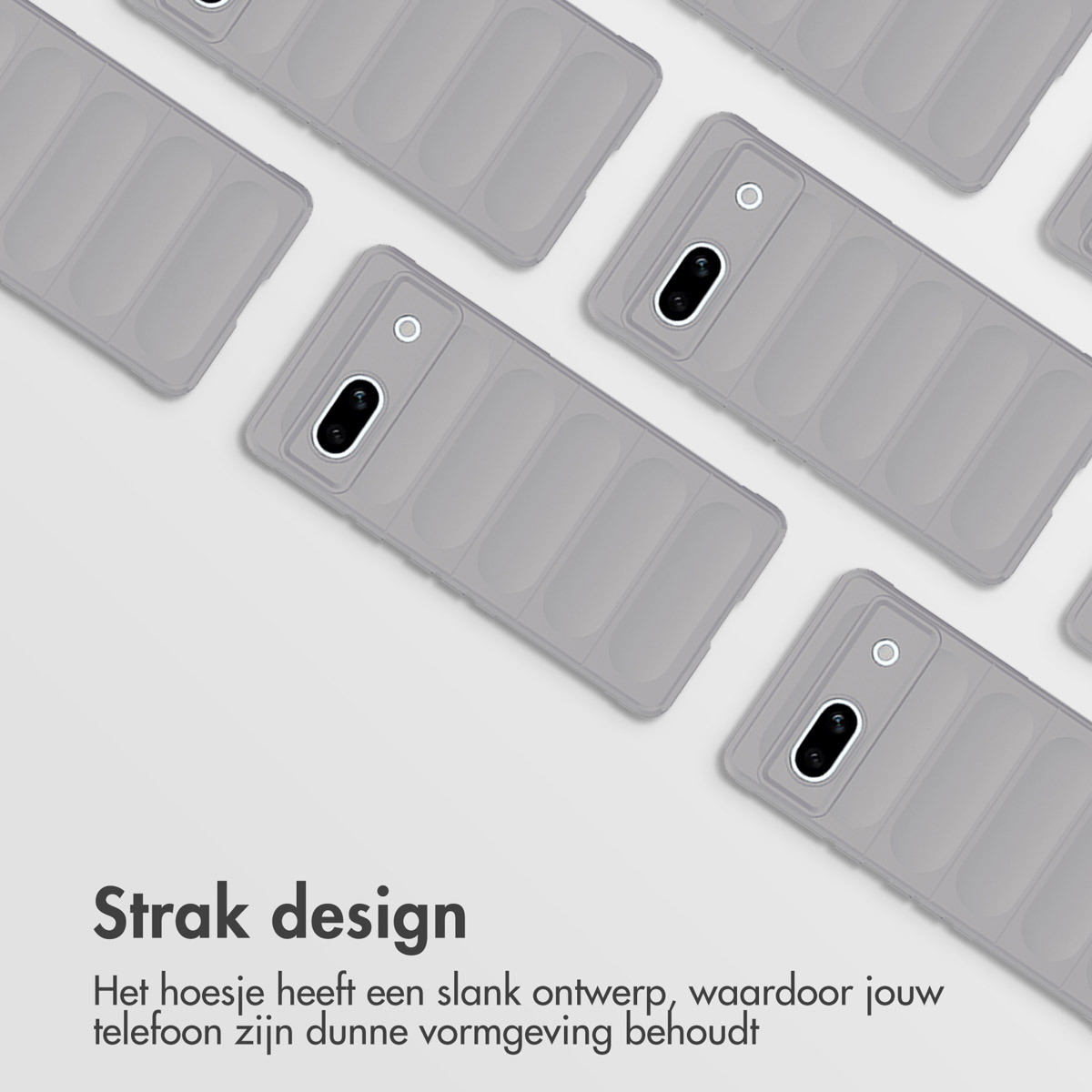 Mehrere graue Handyhüllen mit einem bauschigen Design, die auf einem weißen Hintergrund angeordnet sind und ihre Eleganz zeigen.