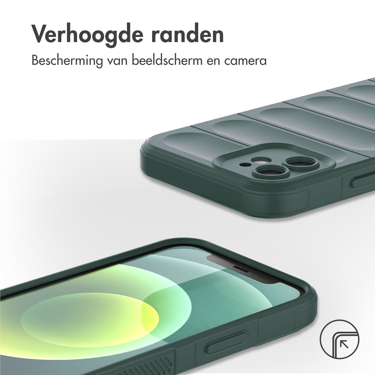 Deux étuis de téléphone sont affichés, l'un au-dessus de l'autre. Les deux sont verts.