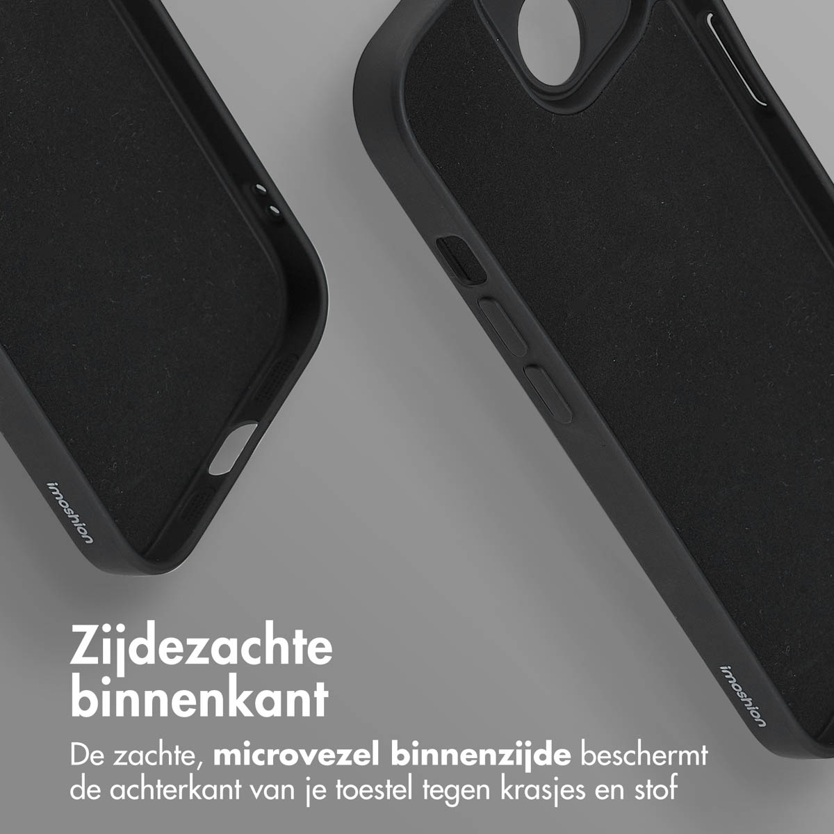 Two phone cases, one black and one black and grey. Both have a soft inner lining.