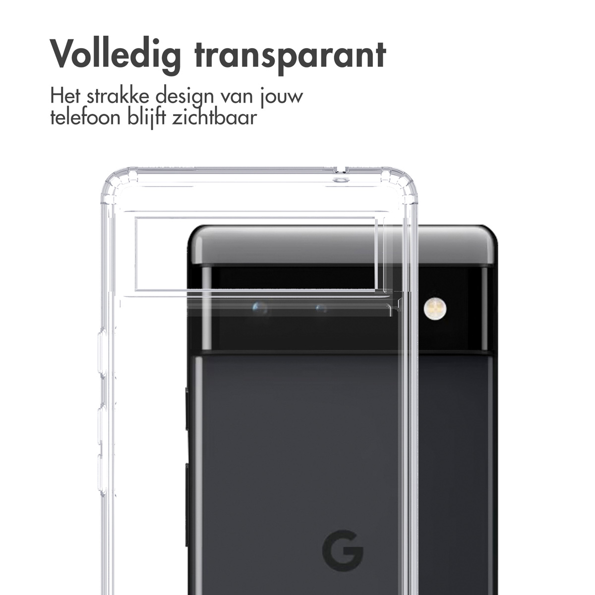 Transparante telefoonhoes op een telefoon. De achterkant van de telefoon is zichtbaar.