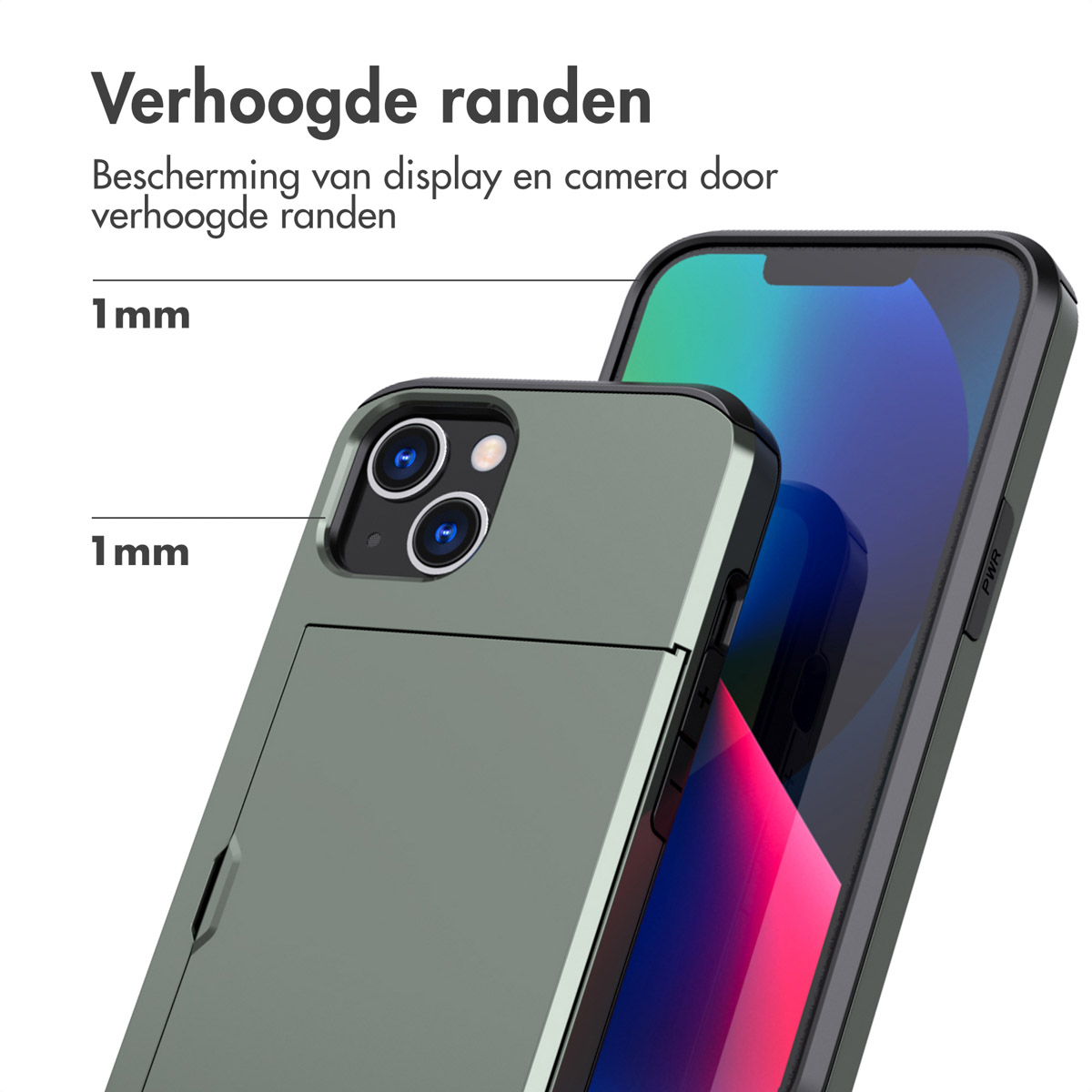 IMOSHION Backcover met pasjeshouder - Geschikt voor Apple iPhone 13 - Telefoonhoesje voor Apple iPhone 13 Donkergroen