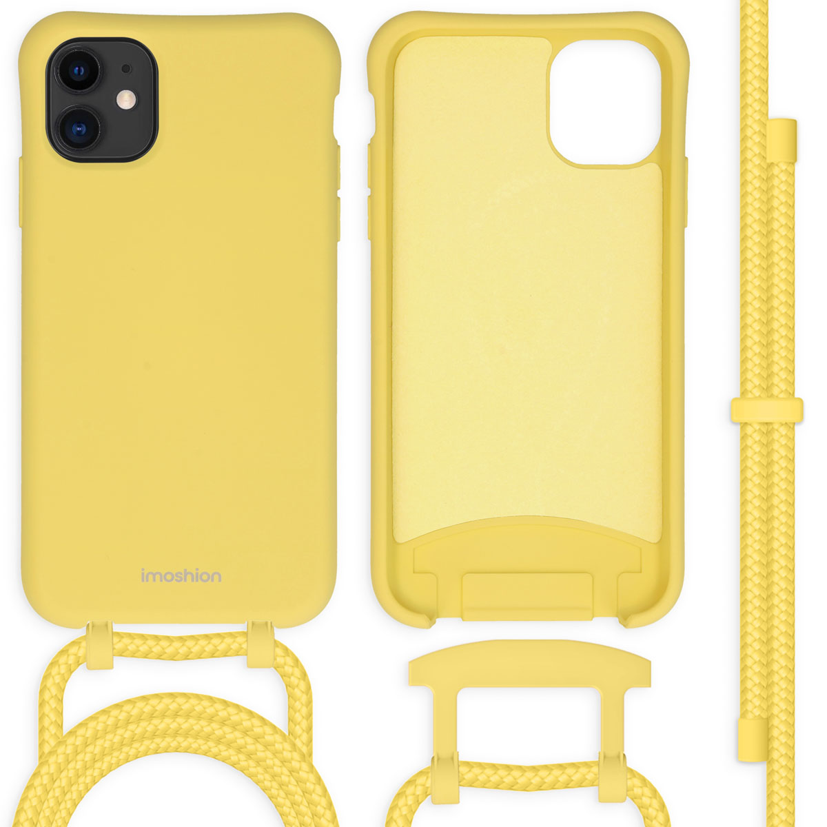 Gele telefoonhoes met geel koord. Imoshion.