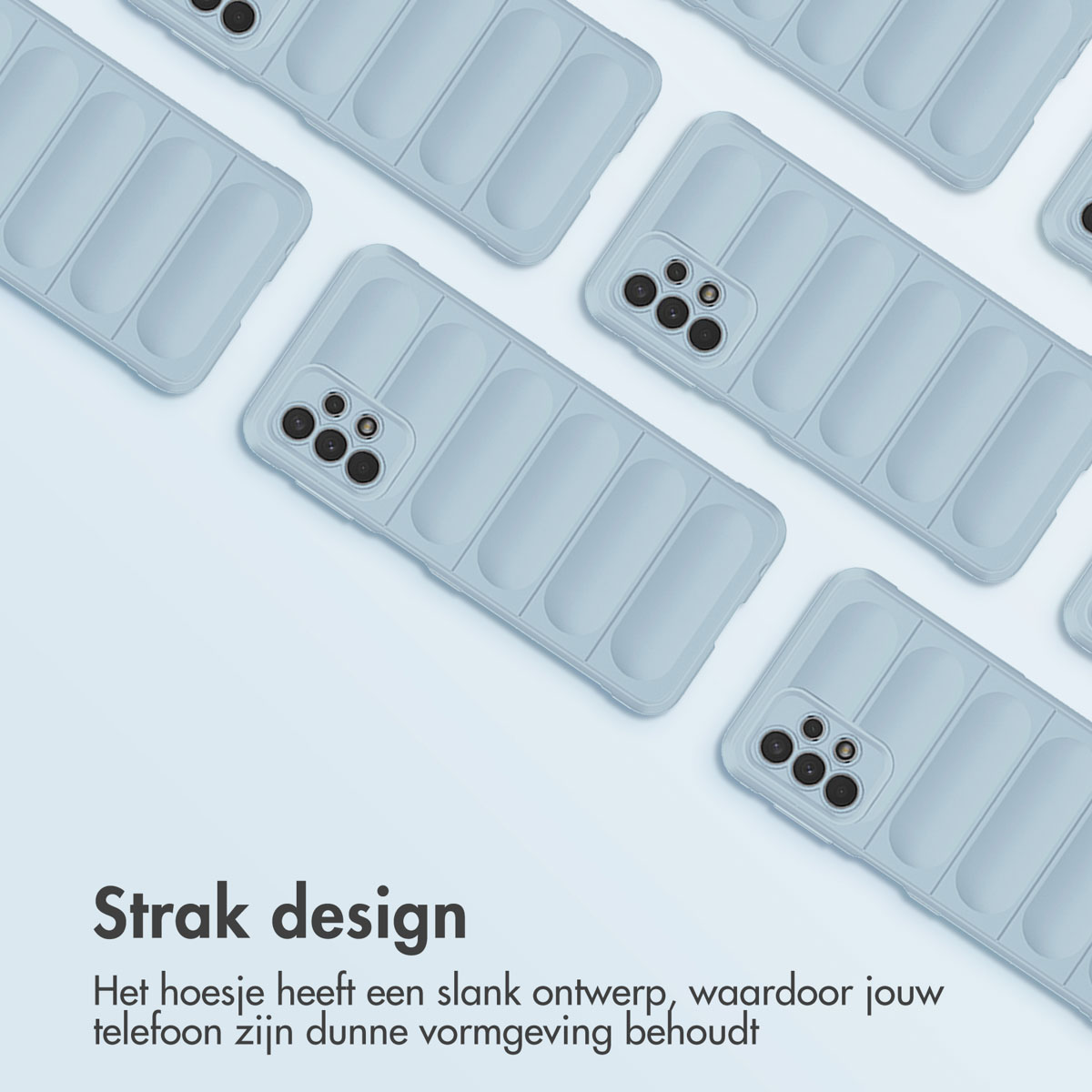 Coques de téléphone grises éparpillées sur une surface blanche. Fond blanc.