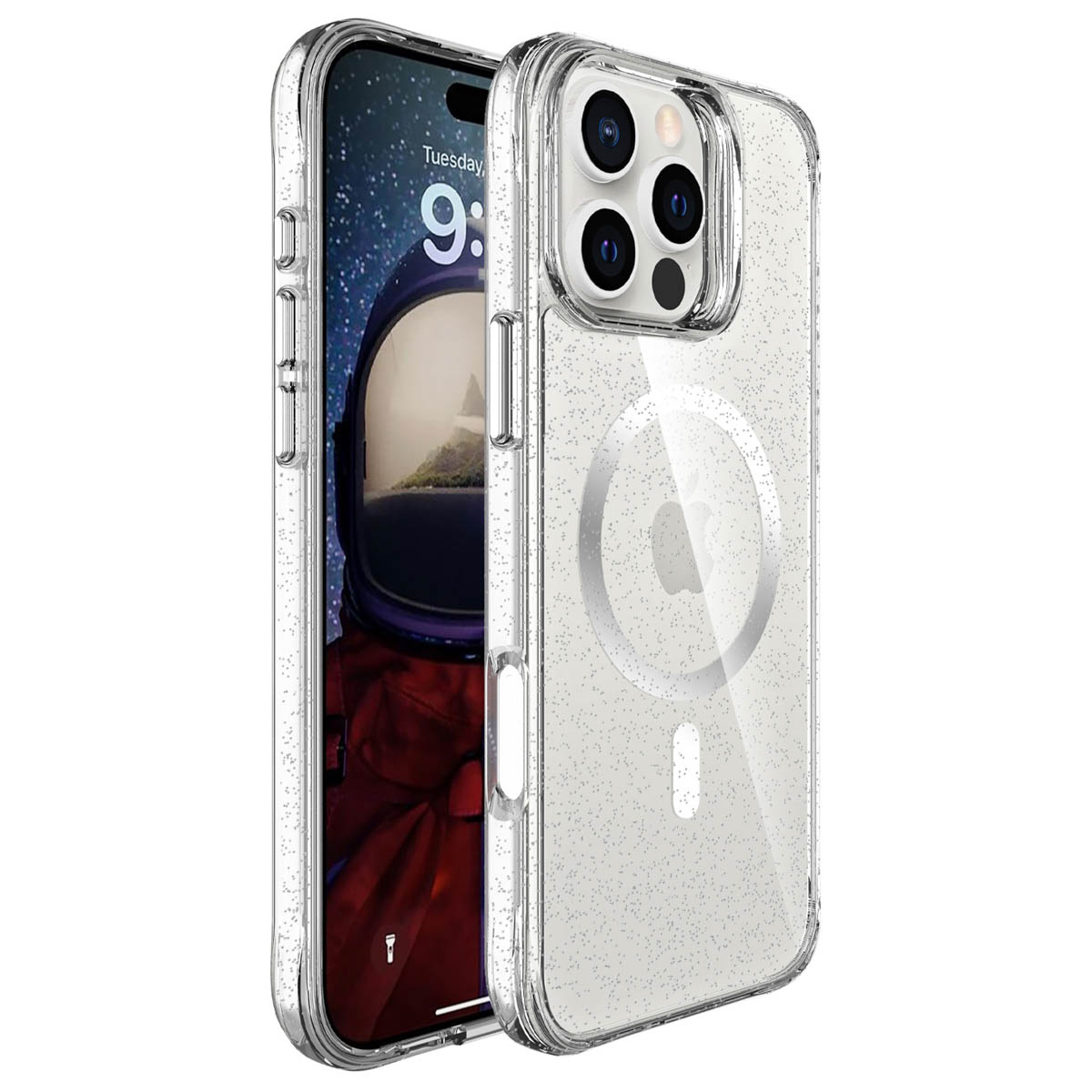 IPhone 6/6s Glitzer Schneekugel Handyhülle – Transparent, Mit Flüssigem Sternenstaub, Silberner Bumper