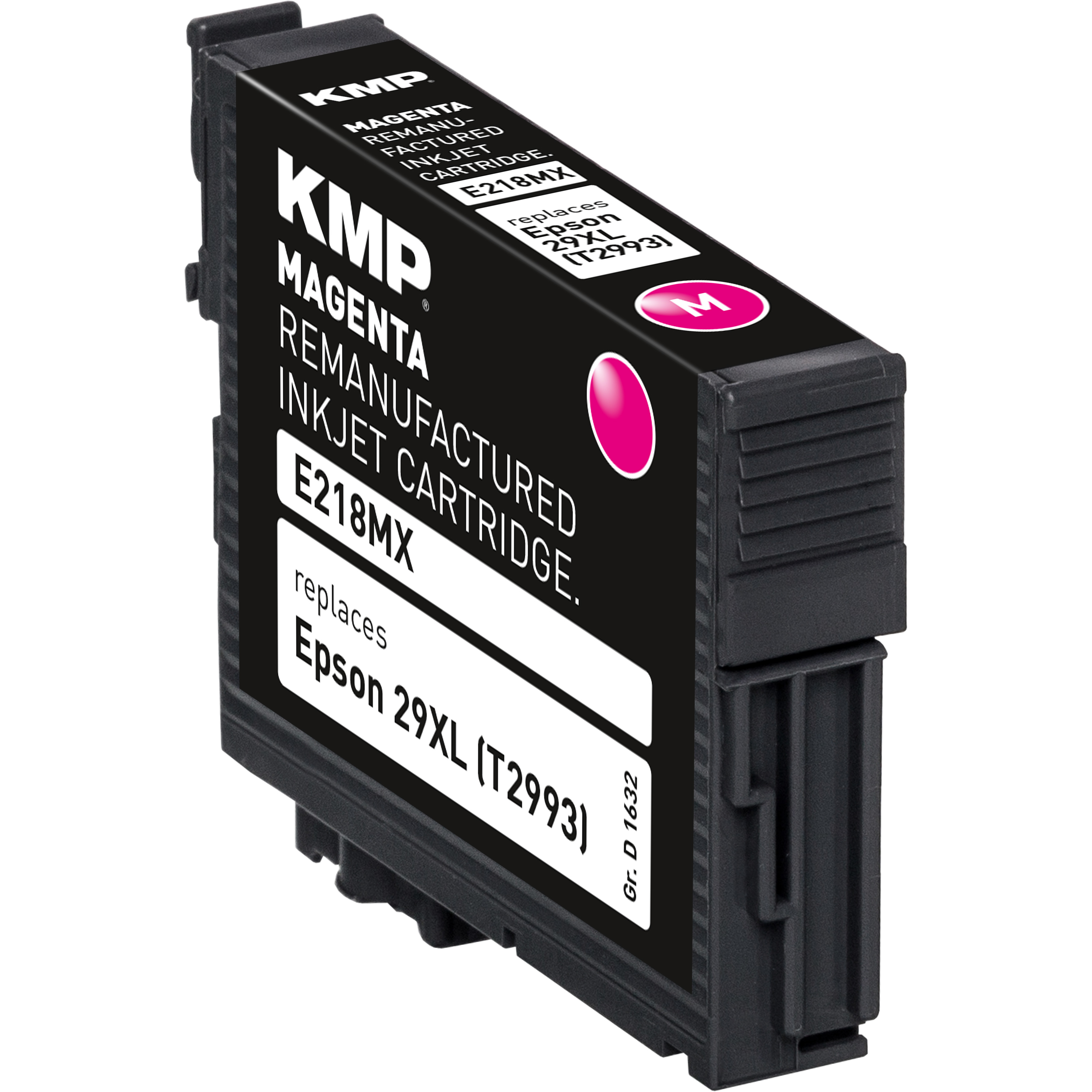 Cartuccia a getto d'inchiostro rigenerata KMP nera e rosa. Il modello è E218MX, sostituisce Epson 29XL.