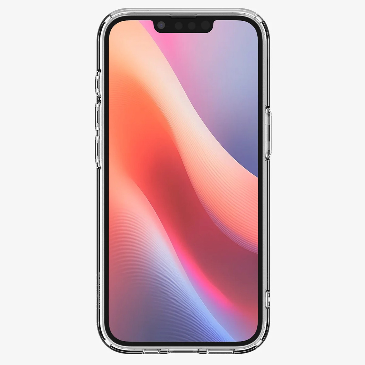 Transparante telefoonhoes, een telefoon is geplaatst, scherm is zichtbaar.