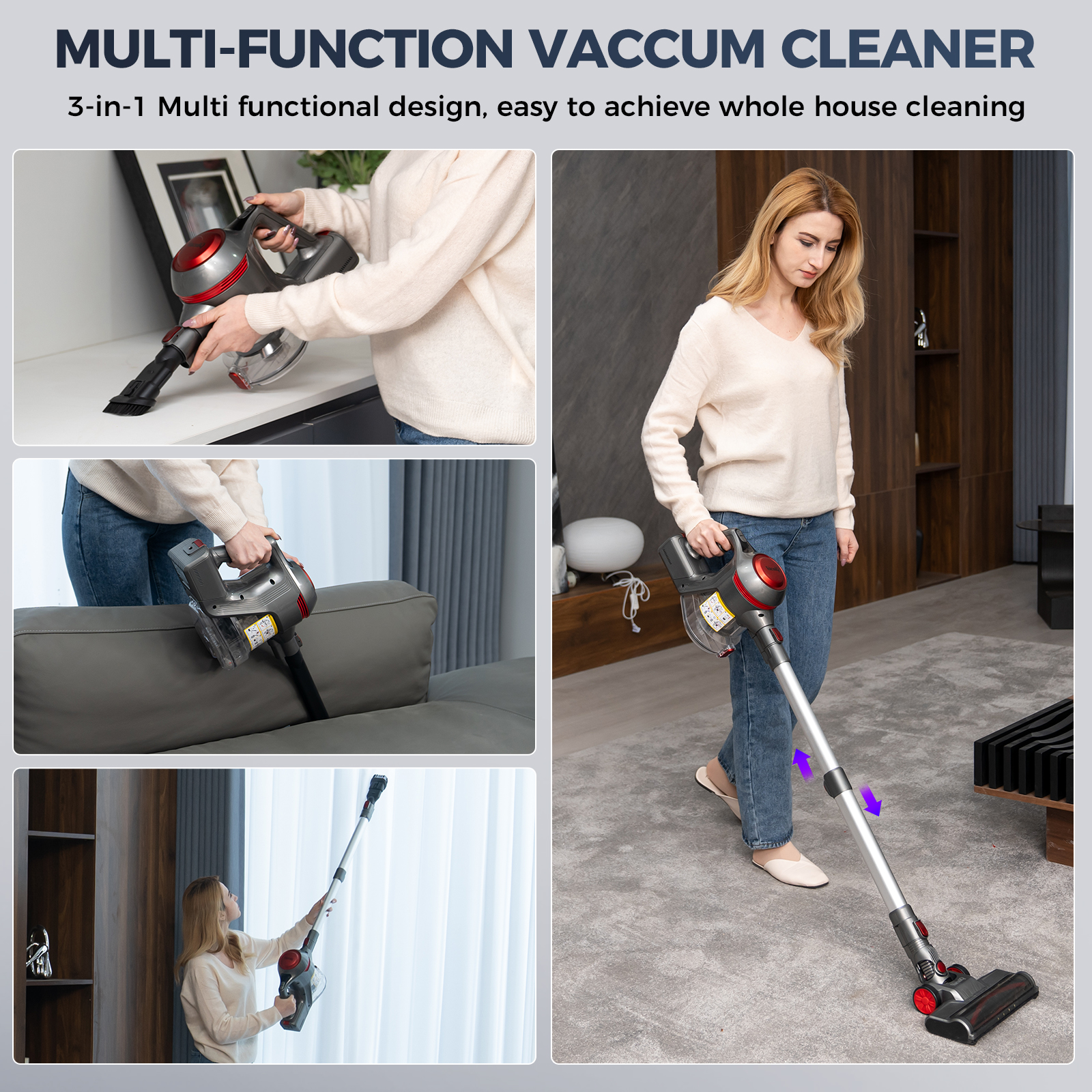 Wielofunkcyjny odkurzacz używany na dywanie, sofie i zasłonach. Wiele zdjęć.