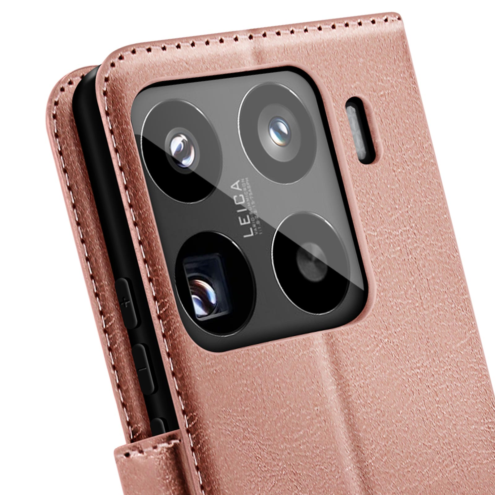 Primo piano di una custodia rosa che protegge le lenti della fotocamera del telefono.