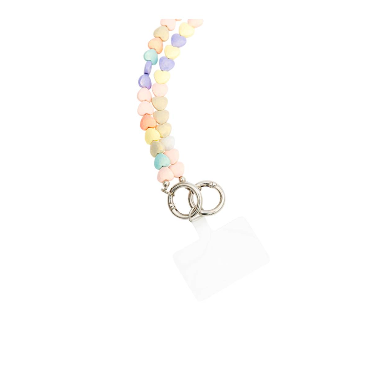 Collana di caramelle a forma di cuore, multicolore, con chiusura argentata.