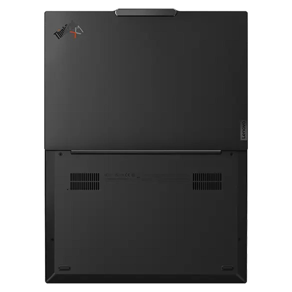 Laptop Lenovo ThinkPad X1, czarny, widok z góry i z dołu.