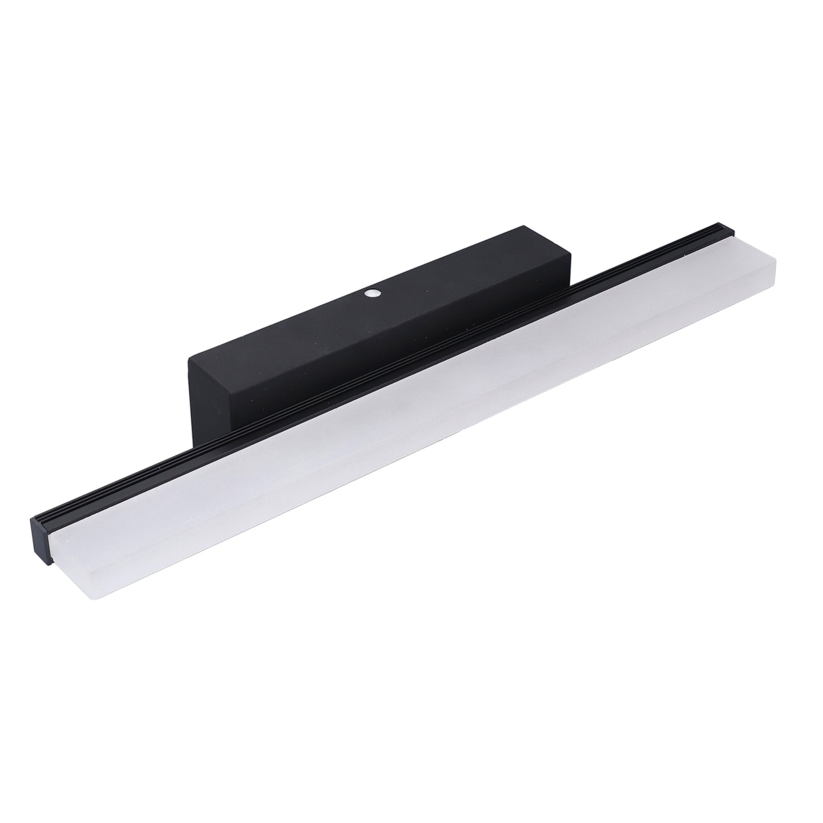 Eine lange, schwarz-weiße LED-Leuchte. Sie hat eine rechteckige Form und ein schlankes Design.